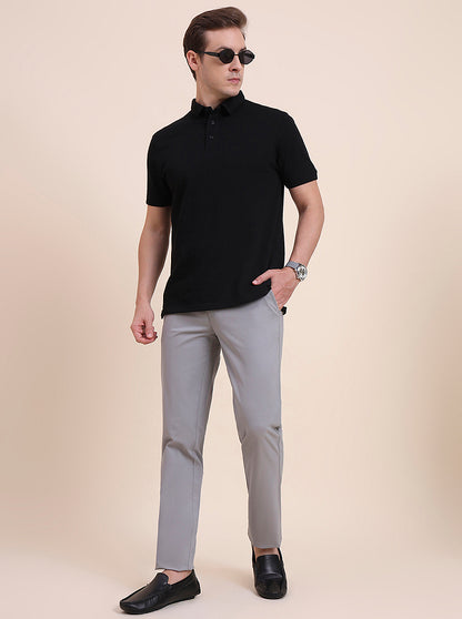 Steel Grey Solid Uno Fit Casual Trouser | JadeBlue