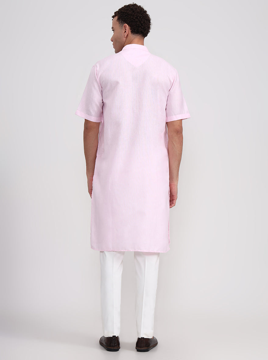 Pink Solid Regular Fit Modi Kurta | JadeBlue
