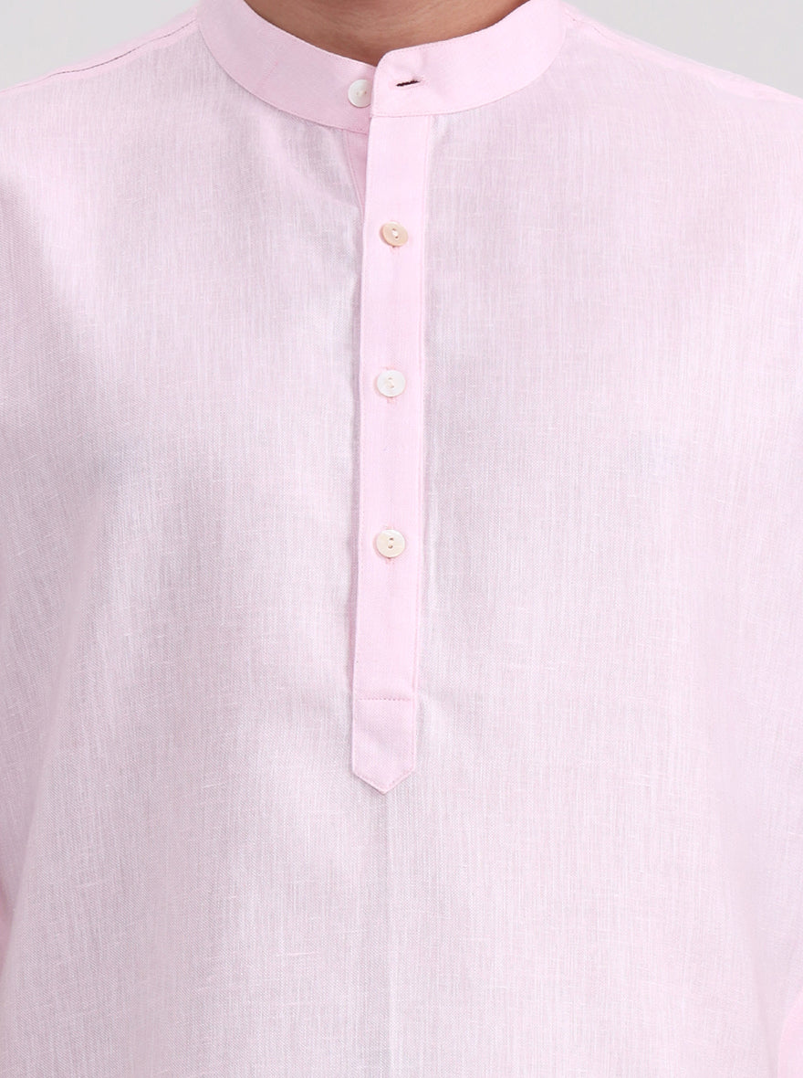 Pink Solid Regular Fit Modi Kurta | JadeBlue