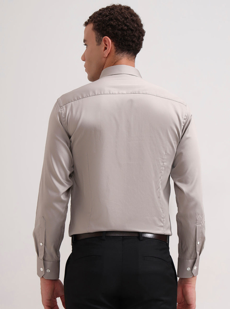 Light Brown Solid Slim Fit Formal Shirt | JadeBlue Super Luxe