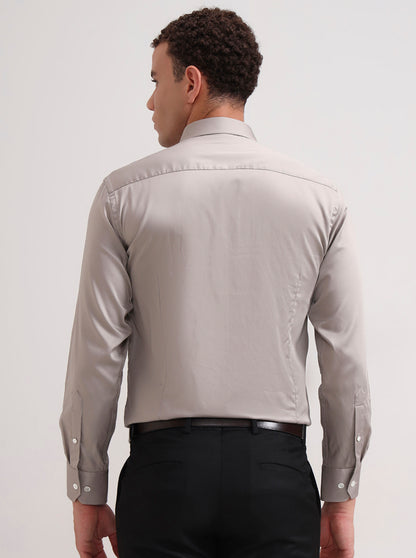 Light Brown Solid Slim Fit Formal Shirt | JadeBlue Super Luxe