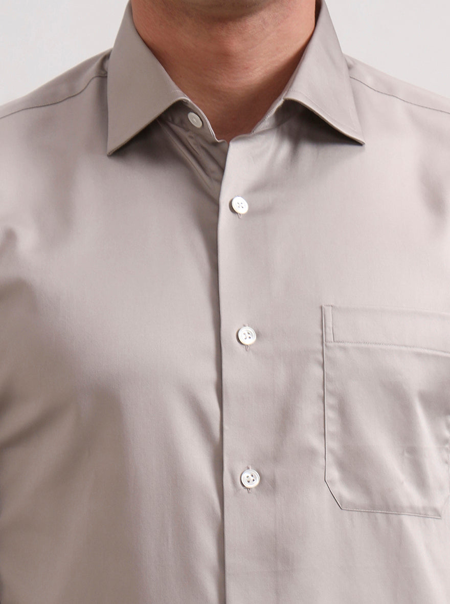 Light Brown Solid Slim Fit Formal Shirt | JadeBlue Super Luxe