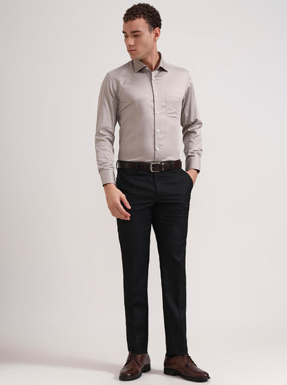 Light Brown Solid Slim Fit Formal Shirt | JadeBlue Super Luxe