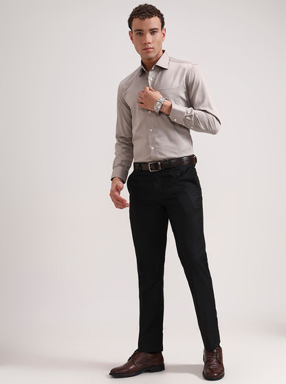 Light Brown Solid Slim Fit Formal Shirt | JadeBlue Super Luxe
