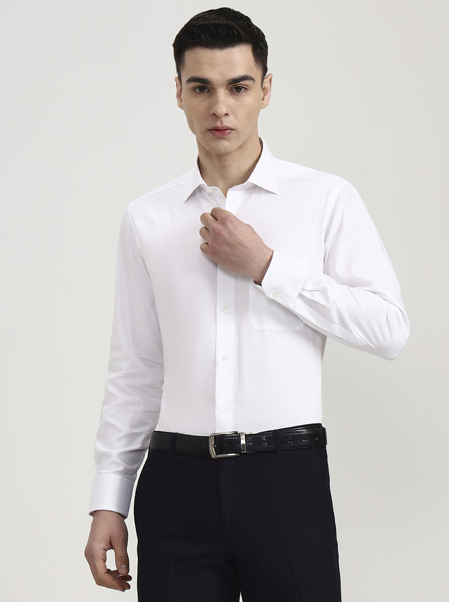 White Solid Slim Fit Formal Shirt | JadeBlue Super Luxe