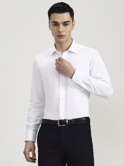 White Solid Slim Fit Formal Shirt | JadeBlue Super Luxe