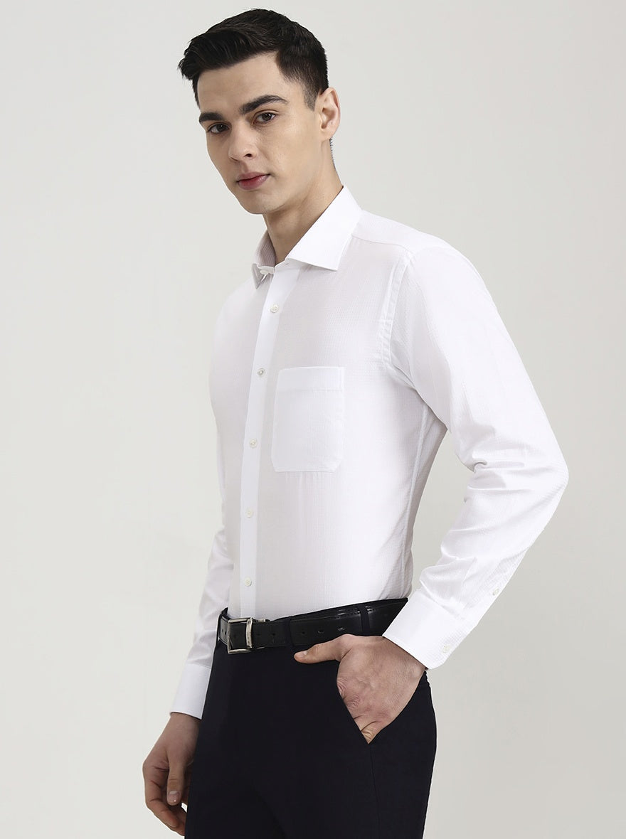 White Solid Slim Fit Formal Shirt | JadeBlue Super Luxe