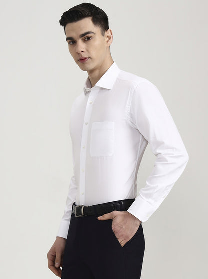 White Solid Slim Fit Formal Shirt | JadeBlue Super Luxe