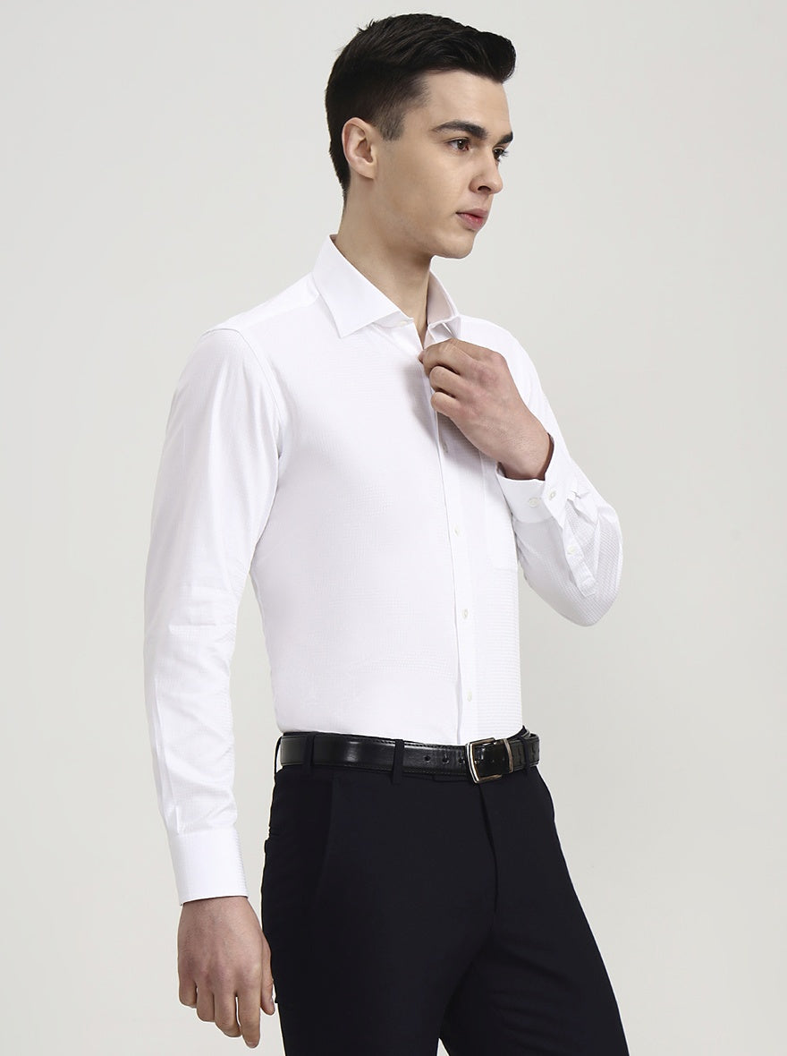White Solid Slim Fit Formal Shirt | JadeBlue Super Luxe