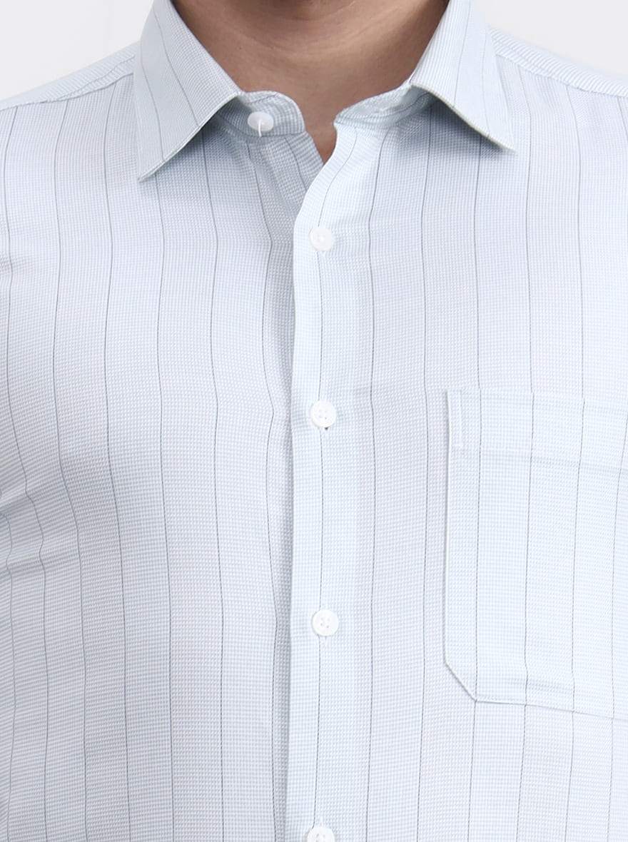 Pista Blue Striped Slim Fit Formal Shirt | JadeBlue Youth