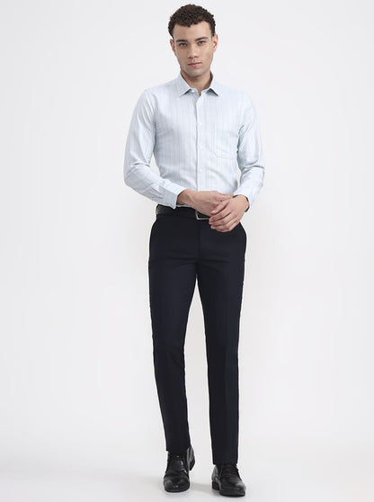 Pista Blue Striped Slim Fit Formal Shirt | JadeBlue Youth