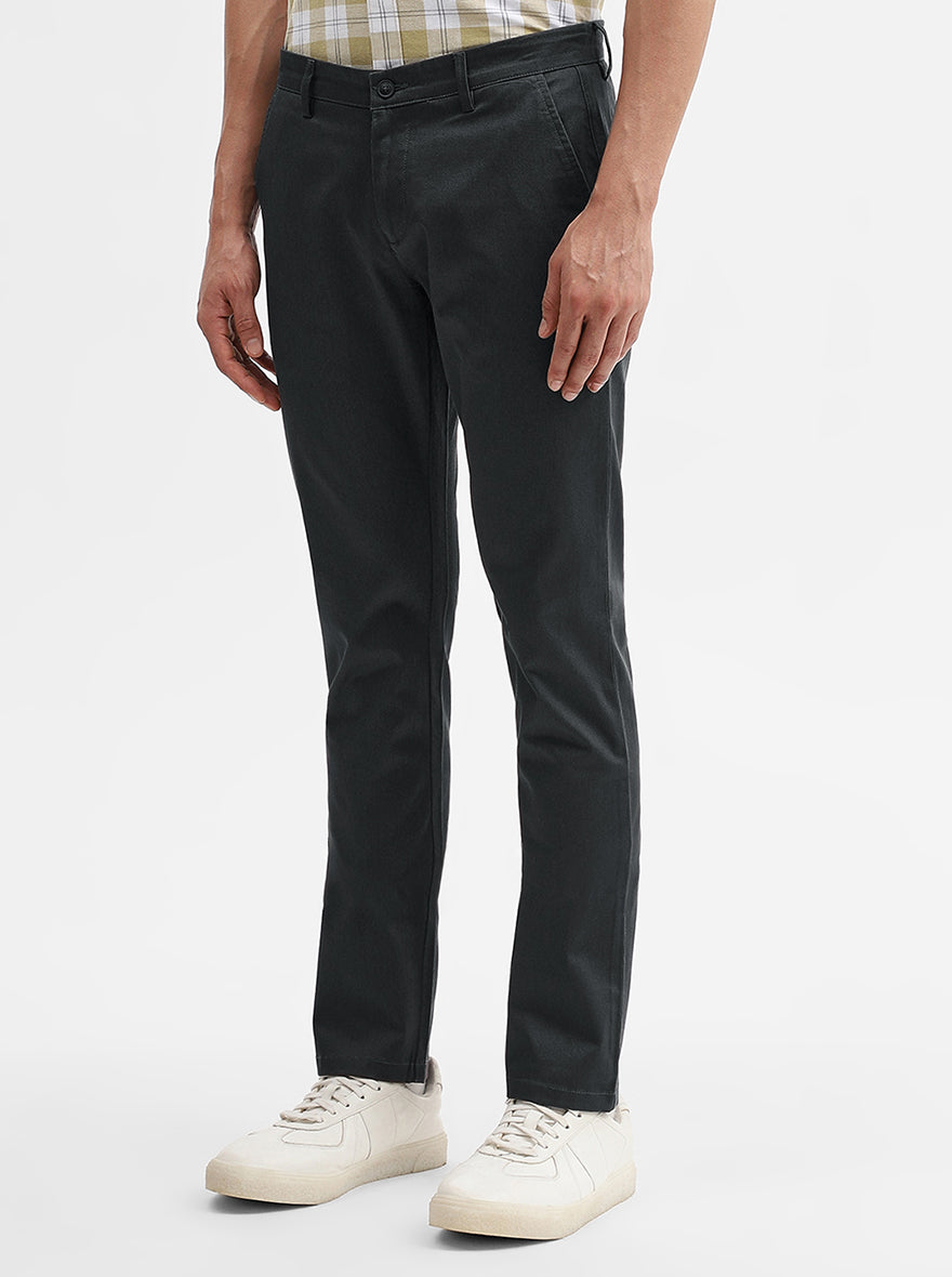 Charcoal Grey Solid Super Slim Fit Casual Trouser | Greenfibre