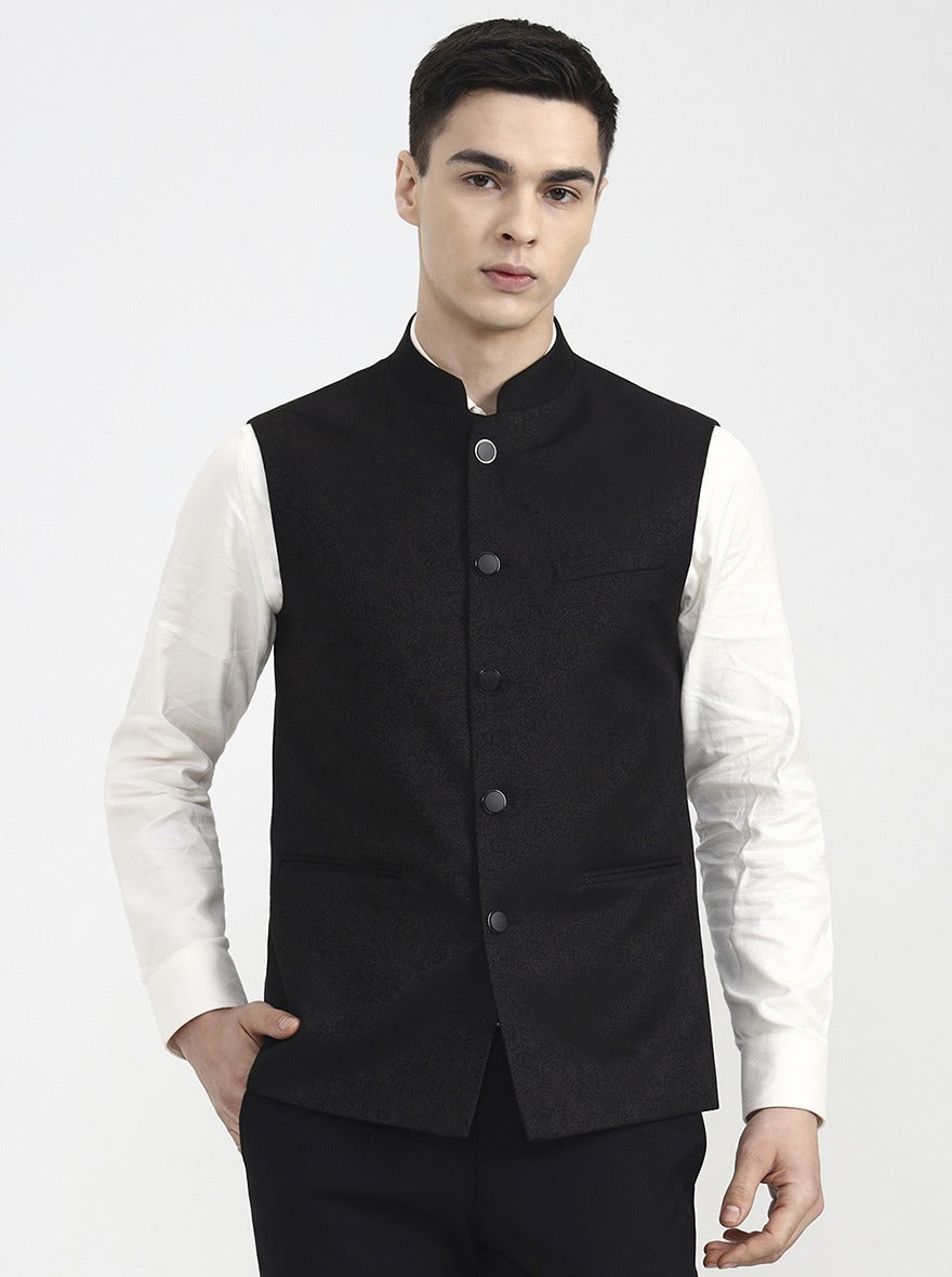 Grey Printed Regular Fit Waistcoat | Wyre