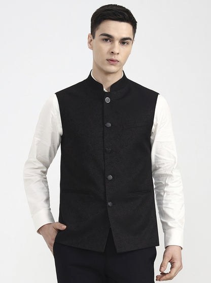 Grey Printed Regular Fit Waistcoat | Wyre