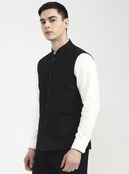Grey Printed Regular Fit Waistcoat | Wyre