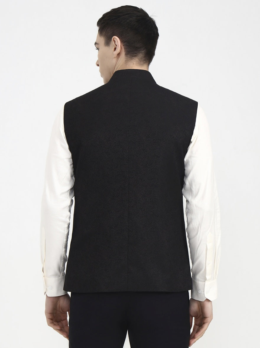 Grey Printed Regular Fit Waistcoat | Wyre
