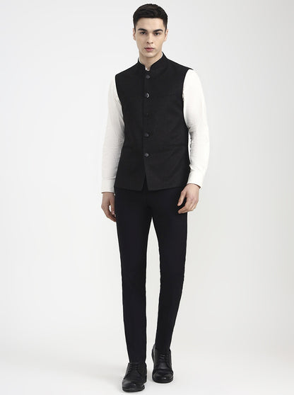 Grey Printed Regular Fit Waistcoat | Wyre