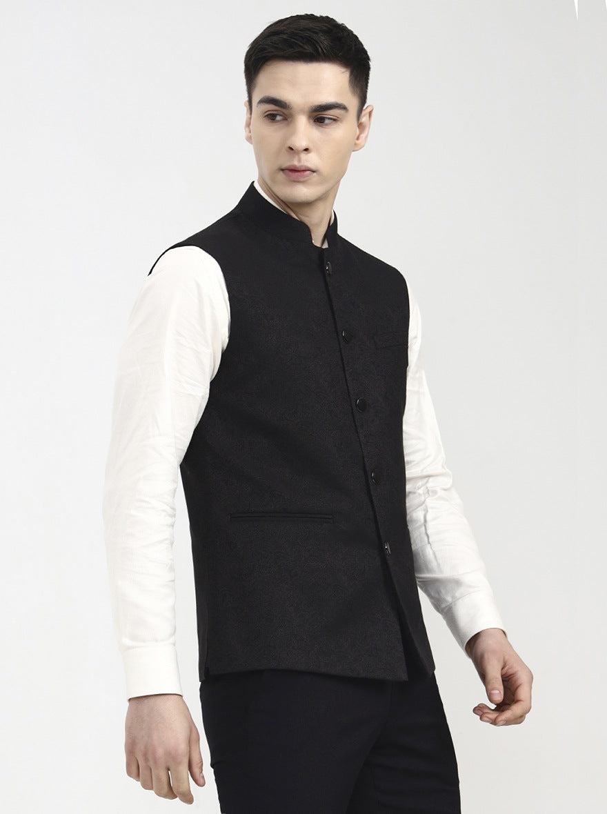 Grey Printed Regular Fit Waistcoat | Wyre