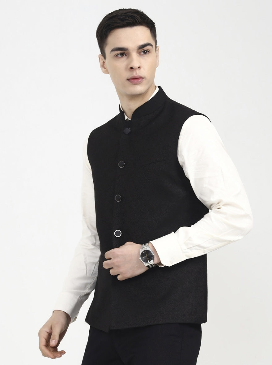 Grey Printed Regular Fit Waistcoat | Wyre