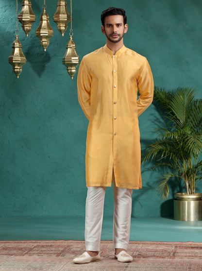 Mustard Yellow Solid Kurta Pajama | TULA