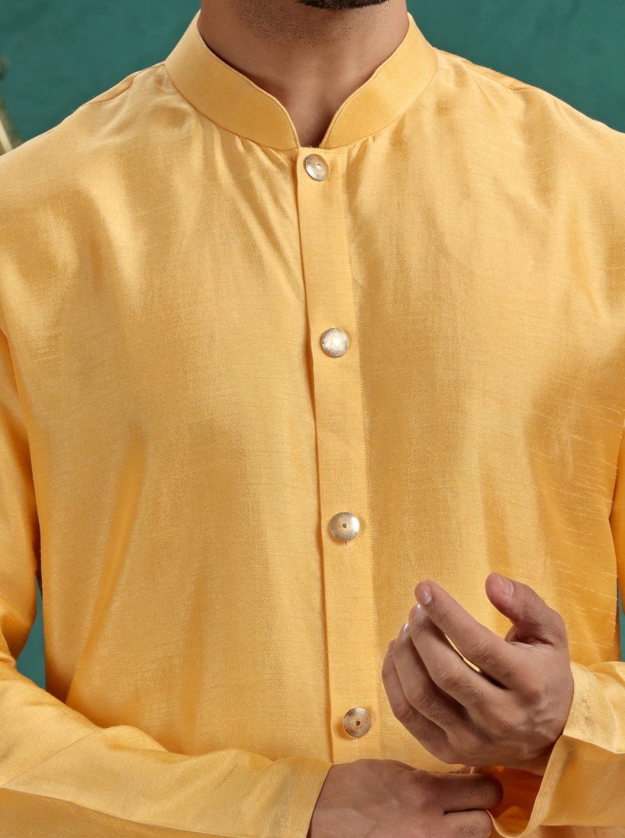 Mustard Yellow Solid Kurta Pajama | TULA