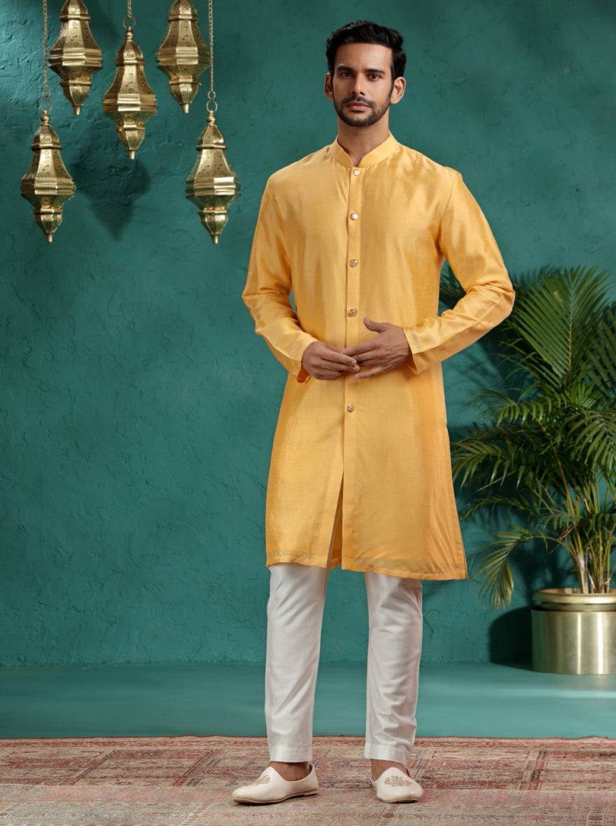 Mustard Yellow Solid Kurta Pajama | TULA