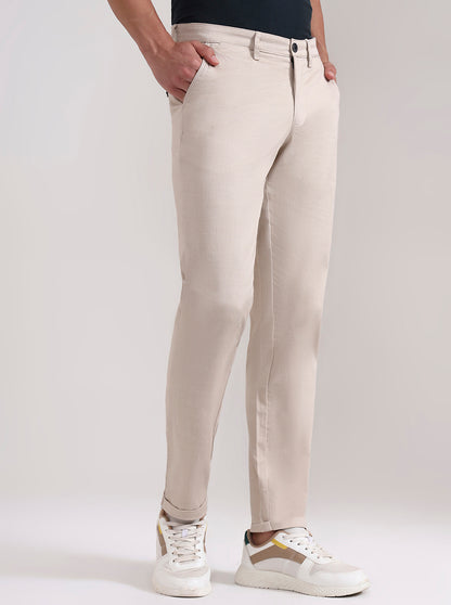 Khaki Solid Neo Fit Casual Trouser | Greenfibre