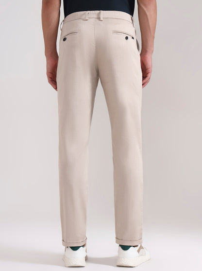 Khaki Solid Neo Fit Casual Trouser | Greenfibre