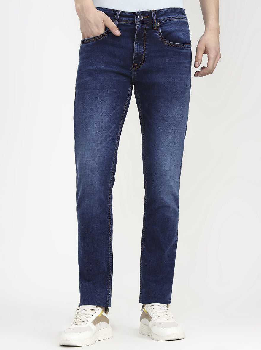 Indigo Blue Washed Slim Fit Jeans | JadeBlue
