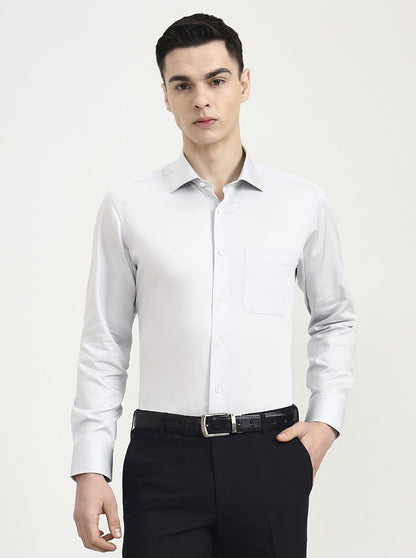 Light Grey Solid Slim Fit Formal Shirt | JadeBlue Super Luxe