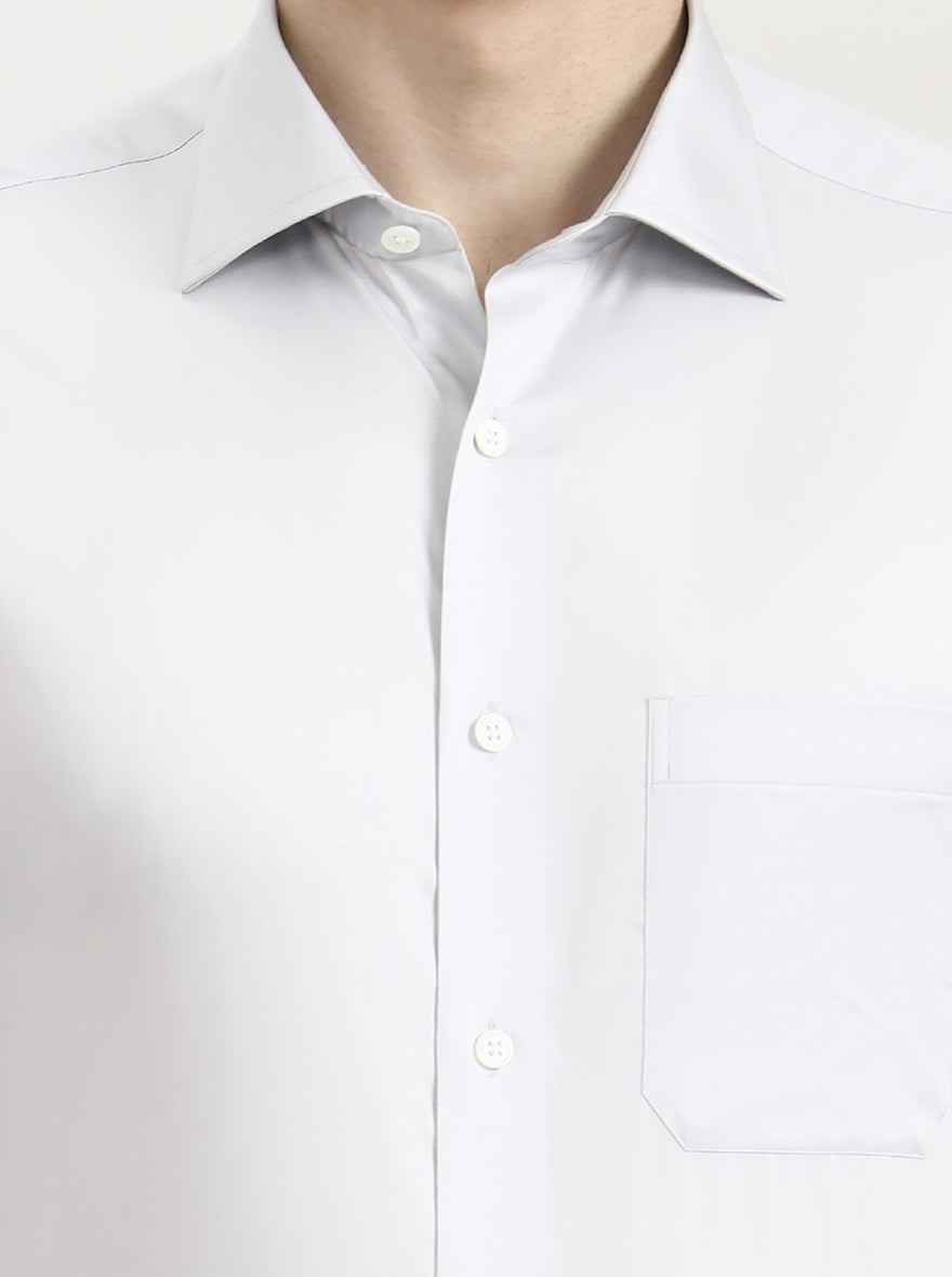 Light Grey Solid Slim Fit Formal Shirt | JadeBlue Super Luxe