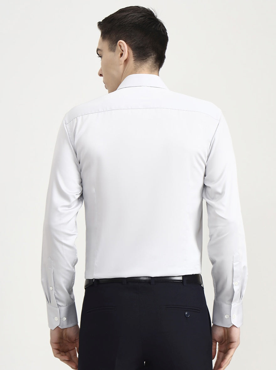 Light Grey Solid Slim Fit Formal Shirt | JadeBlue Super Luxe