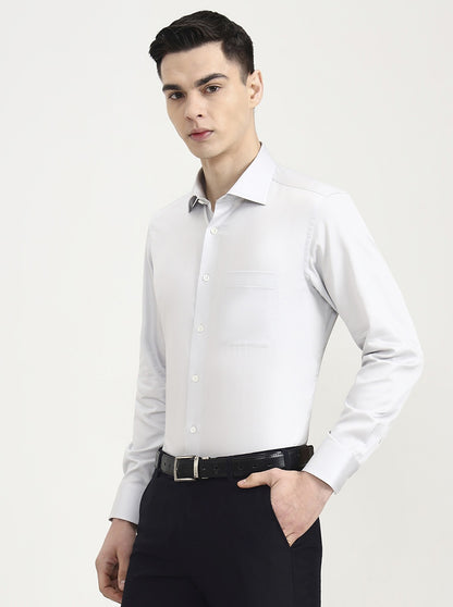 Light Grey Solid Slim Fit Formal Shirt | JadeBlue Super Luxe