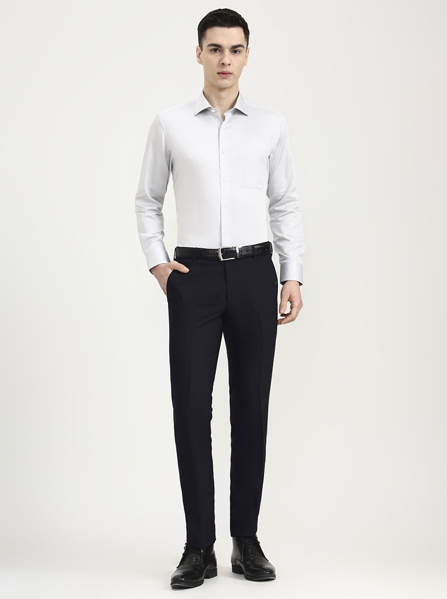 Light Grey Solid Slim Fit Formal Shirt | JadeBlue Super Luxe