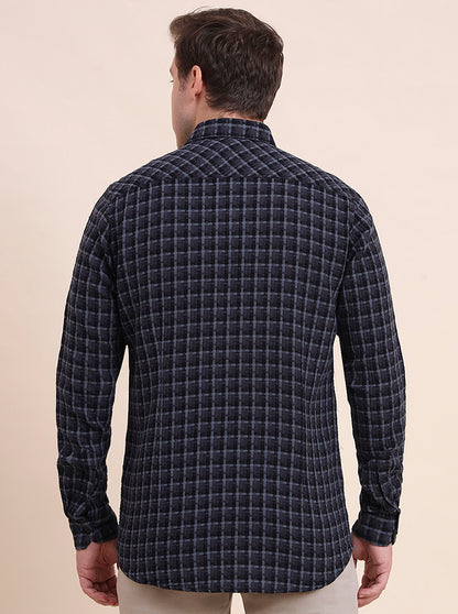 Black Checked Slim Fit Casual Shirt | JadeBlue