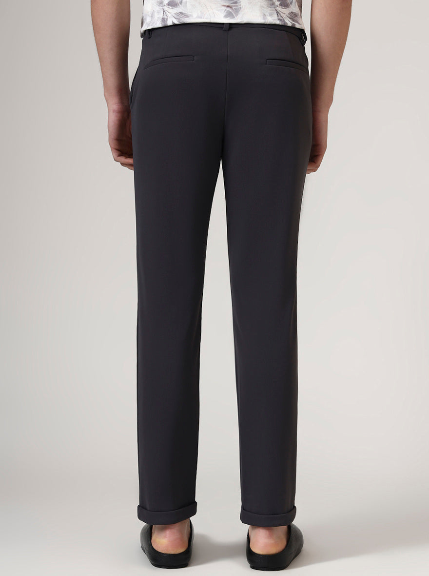 Iron Grey Solid Venice Fit Casual Trouser | JadeBlue