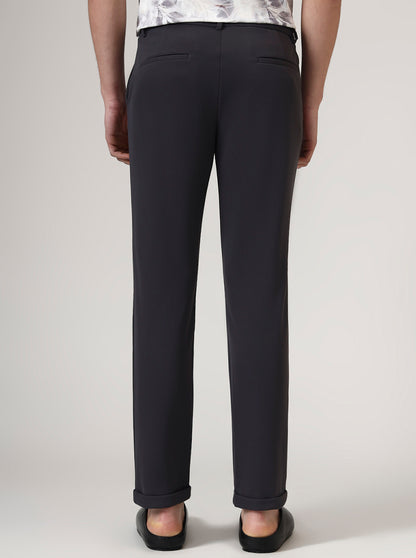 Iron Grey Solid Venice Fit Casual Trouser | JadeBlue