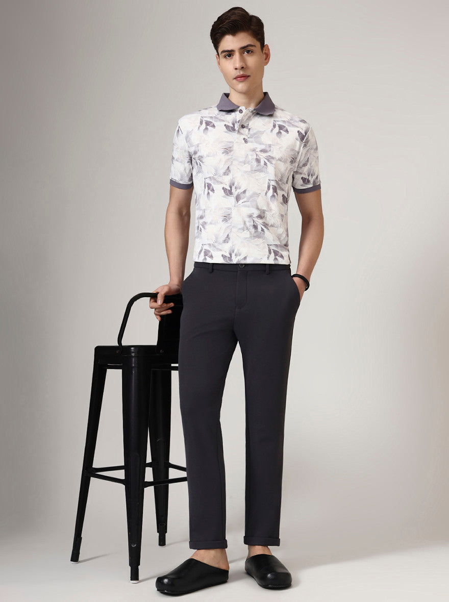 Iron Grey Solid Venice Fit Casual Trouser | JadeBlue
