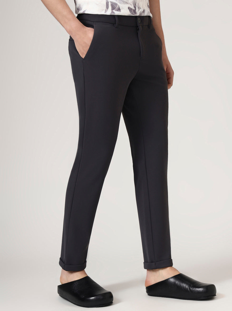 Iron Grey Solid Venice Fit Casual Trouser | JadeBlue