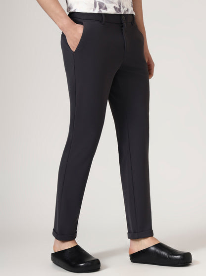 Iron Grey Solid Venice Fit Casual Trouser | JadeBlue