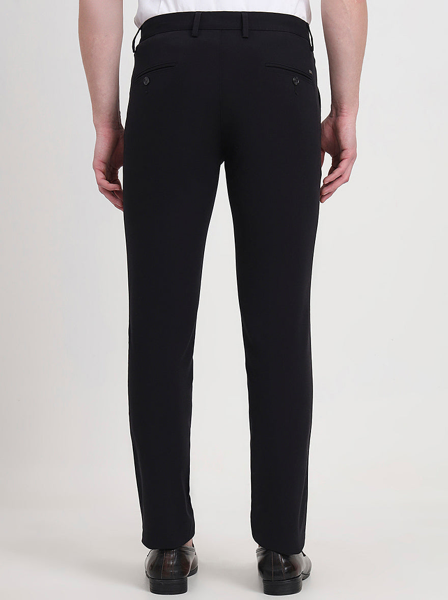 Black Solid Slim Fit Casual Trouser | JadeBlue