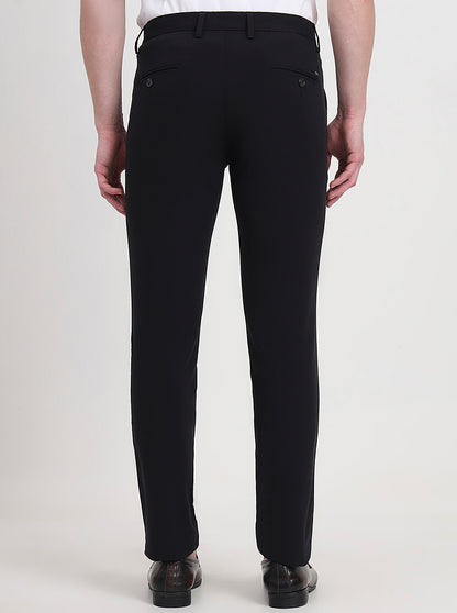 Black Solid Slim Fit Casual Trouser | JadeBlue