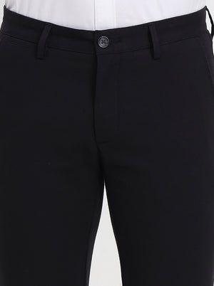 Black Solid Slim Fit Casual Trouser | JadeBlue