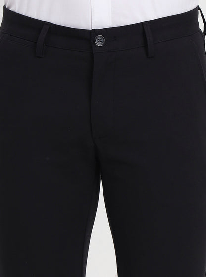 Black Solid Slim Fit Casual Trouser | JadeBlue