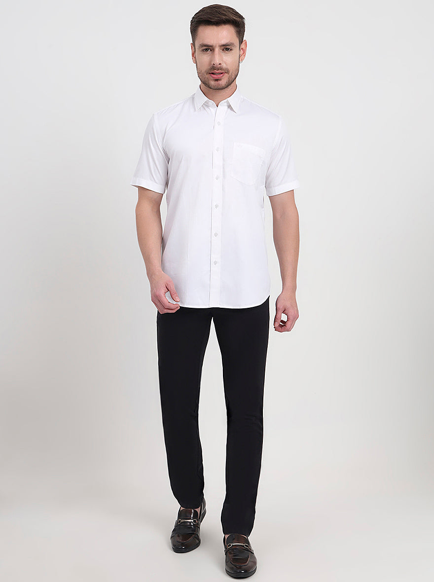 Black Solid Slim Fit Casual Trouser | JadeBlue