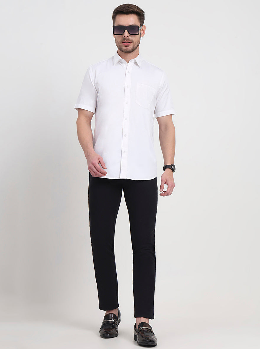 Black Solid Slim Fit Casual Trouser | JadeBlue