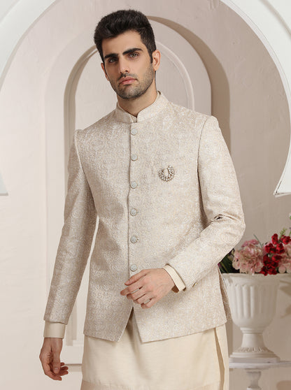Beige Embroidered Jodhpuri Suit | TULA