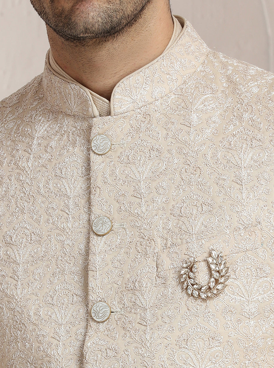 Beige Embroidered Jodhpuri Suit | TULA