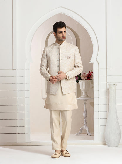 Beige Embroidered Jodhpuri Suit | TULA