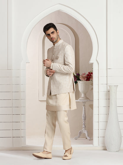 Beige Embroidered Jodhpuri Suit | TULA